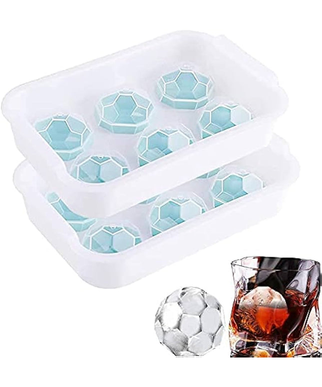 Pack of 2 Diamond Ice Ball Mould Trays – 6 Cavity Whiskey Cocktail Ice Maker