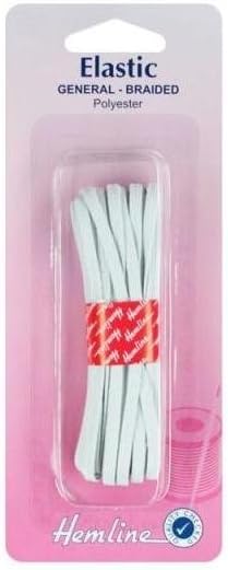 Elastic: General Purpose: Braided: 5m x 3mm: White