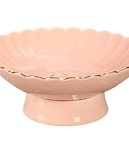 Ceramic Pedestal Fruit Bowl – Scalloped Decorative Serving Stand for Fruit, Snacks & Desserts