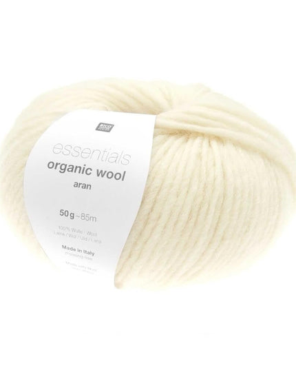 Rico Essentials Organic Wool Aran Yarn – 50g Natural Cream (85m)