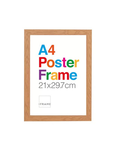 A4 Wooden Poster Frame – Natural Finish Picture Frame 21x29.7cm
