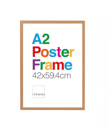 A2 Wooden Poster Frame – Natural Finish Large Picture Frame 42x59.4cm