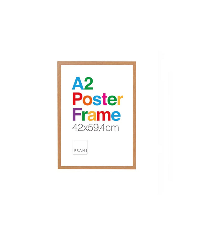 A2 Wooden Poster Frame – Natural Finish Large Picture Frame 42x59.4cm