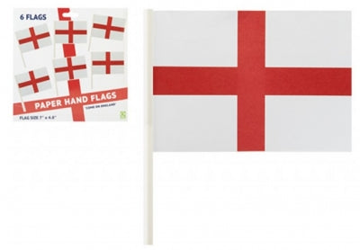 St George Paper Hand Flags With Paper Stick 6 Pack