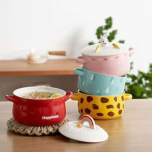 Japanese Instant Noodle Bowl – 800ml Ceramic Ramen Soup Bowl with Lid and Handle