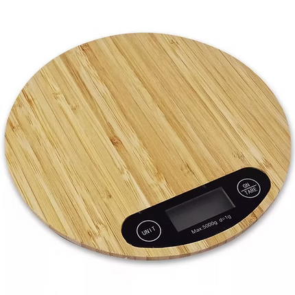 Round Bamboo Wood Electric Kitchen Scale