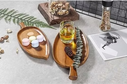 Solid Wood Serving Tray – Multi-Purpose Decorative Snack and Fruit Platter