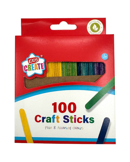 Multicoloured Lolly Sticks 100 Pack Kids Create