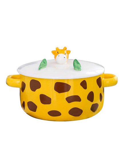 Yellow Japanese Ceramic Noodle Bowl with Lid & Handle – 800ml Ramen Soup Bowl