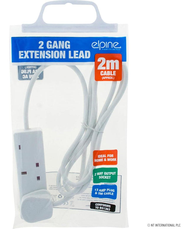 ELPINE 2 WAY EXTENSION LEAD WITH NEON LIGHT 2M