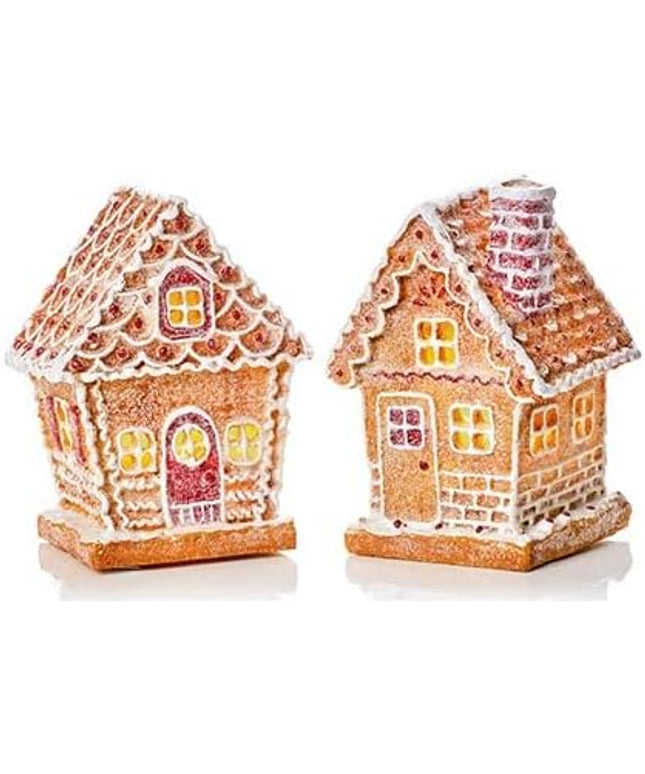 13 x 9cm Lit Gingerbread House 2 Asst