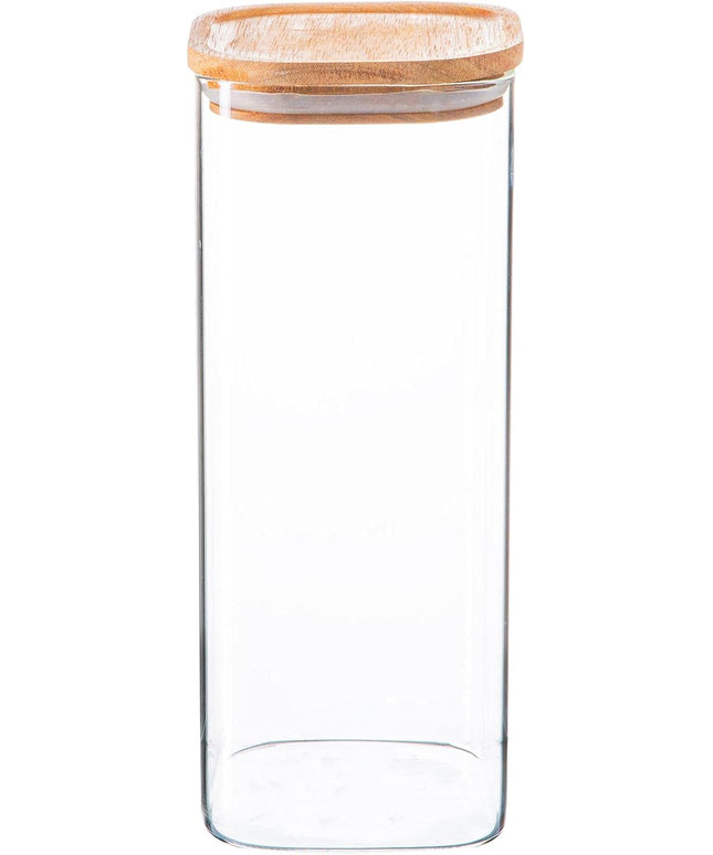 Argon Tableware 2.2L Square Glass Storage Jar with Wooden Lid