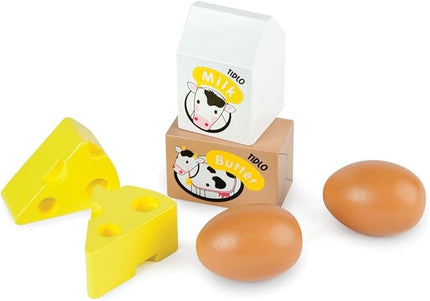 Tidlo Wooden Eggs and Dairy Food Set