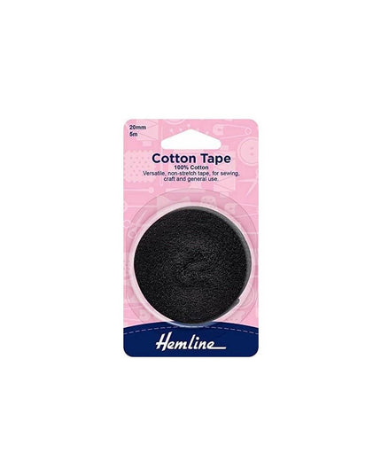 Cotton Tape: 5m x 20mm: Black
