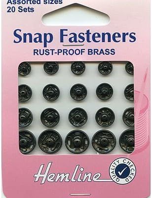 Snap Fasteners: Sew-on: Black: Assorted: Pack of 20