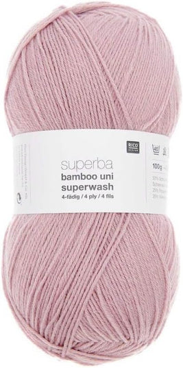Rico Design Superba Bamboo Uni 4 Ply Yarn – 100g Ball – Shade 008 Soft Pink