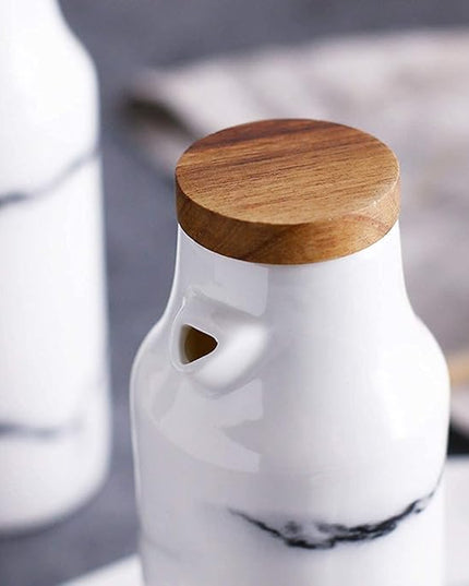 Porcelain Marble Ceramic Kitchen Dispenser Oil Vinegar Soy Salt Spices