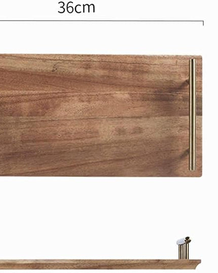 Wooden Rectangular Serving Tray with Golden Handles – 36cm