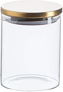 Argon Tableware Scandi Storage Jars with Metallic Gold Lids - 750ml