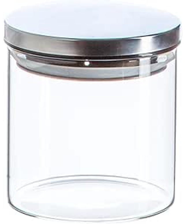 Argon Tableware Scandi Storage Jars with Metallic Silver Lids - 550ml