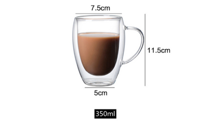 Double-Walled Glass Mug with Handle – 350ml