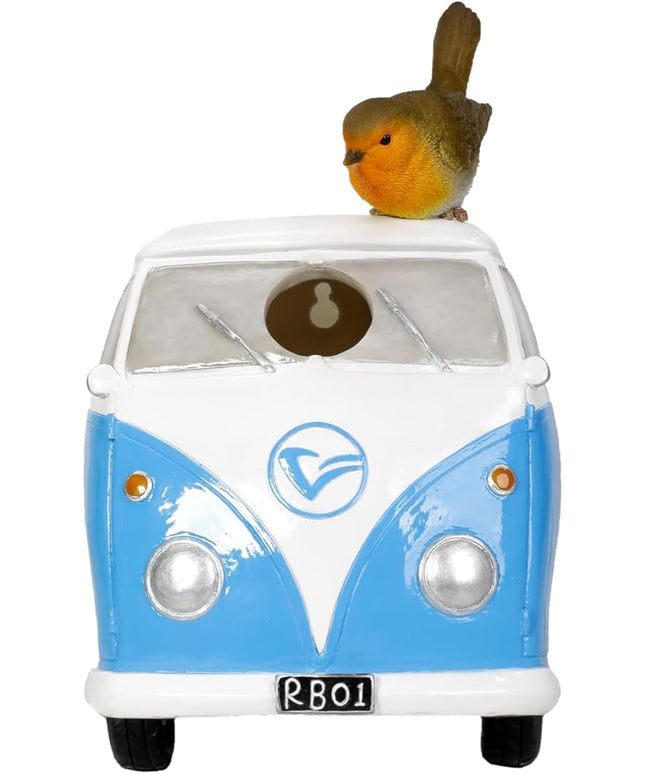 Vivid Arts - Blue Camper Van/Robin Birdhouse