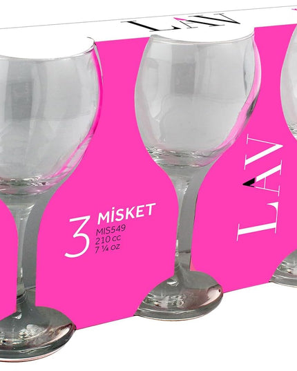 Misket Wine Glass Set – 210cc (Pack of 3)