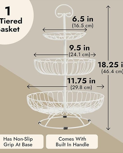 3-Tier Stainless Steel Fruit Basket Stand for Kitchen and Home Storage