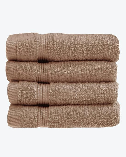 Allure Zero Twist Face Cloths Pack of 4 30 x 30cm, 100% Egyptian Cotton Flannels (Mocha)