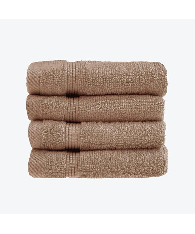 Allure Zero Twist Face Cloths Pack of 4 30 x 30cm, 100% Egyptian Cotton Flannels (Mocha)