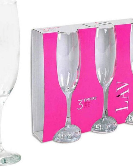 Gurallar Empire Flute Glass Set – 220cc (Pack of 3)
