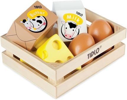 Tidlo Wooden Eggs and Dairy Food Set