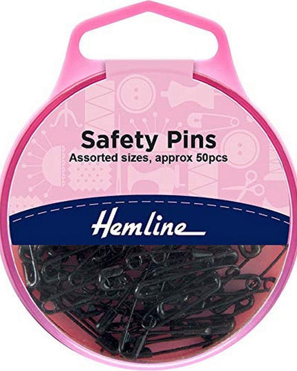 Safety Pins: Assorted: Black: 50 Pieces