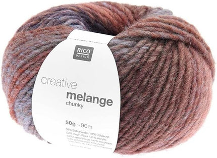 Rico Design Creative Melange Chunky Yarn – 50g Ball – Rust/Green/Lilac (Shade 074)