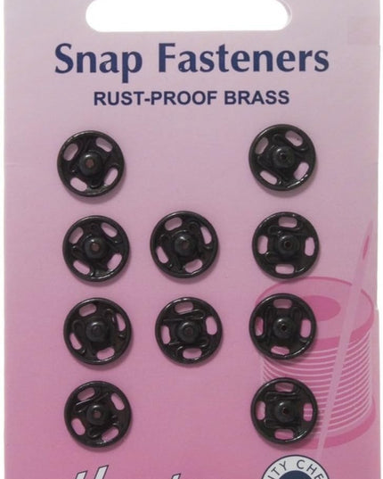 Snap Fasteners: Sew-on: Black: 11mm: Pack of 10