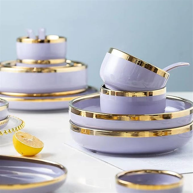 Ceramic Purple 4.5" Bowl with Gold Rim – Elegant Dessert & Snack Bowl