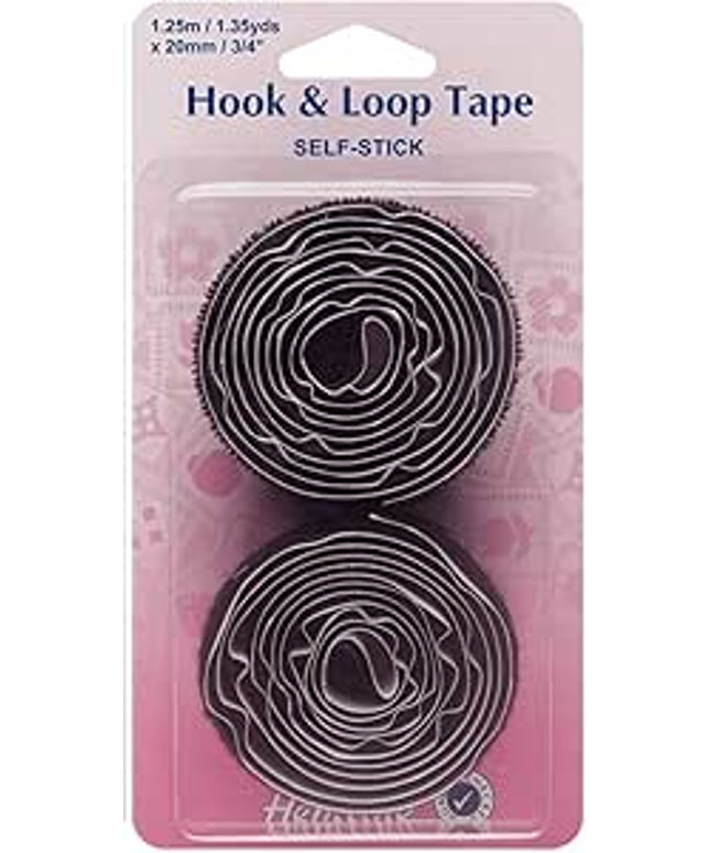 Hook & Loop Tape: Stick-On: Value Pack: 1.25m x 20mm: Black