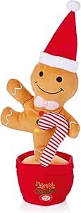 Premier Decorations 32cm Battery Operated Dancing Talkback Gingerbread Man with Music - Interactive Christmas Décor
