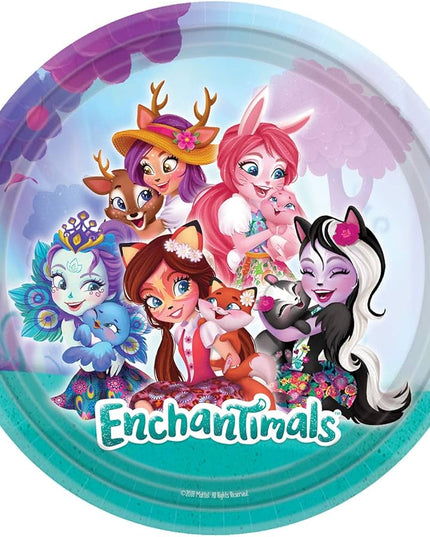 Round Paper Plates with Enchantimals Theme - 8 Pcs
