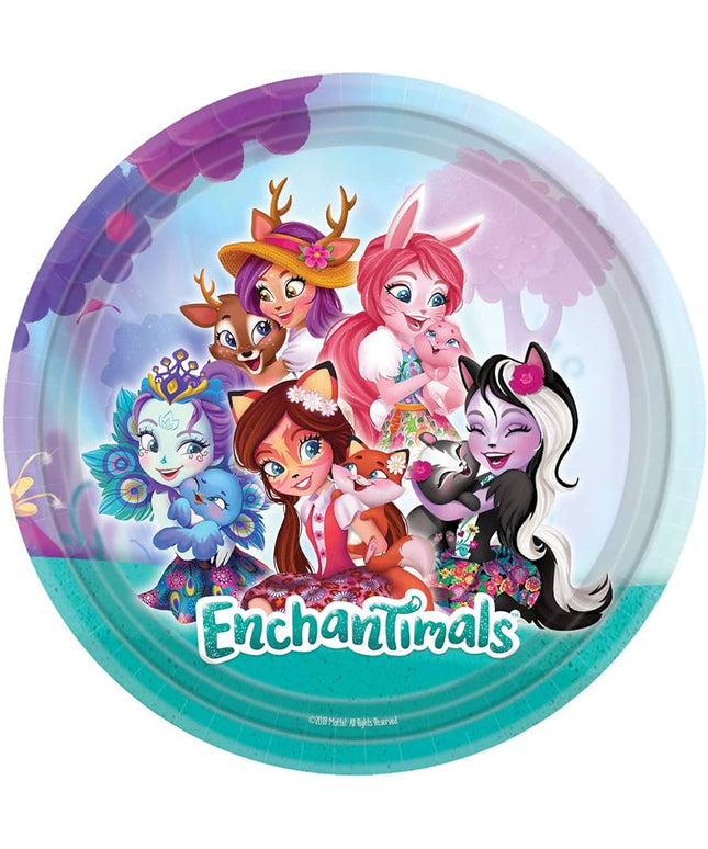 Round Paper Plates with Enchantimals Theme - 8 Pcs