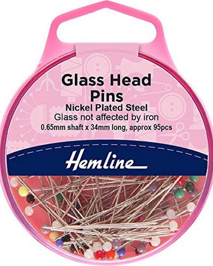 Pins: Glass Head: 34mm: Nickel: 95 Pieces