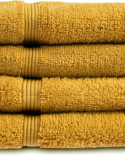 Allure Zero Twist Face Cloths Pack of 4 30 x 30cm, 100% Egyptian Cotton Flannels (Mustard)