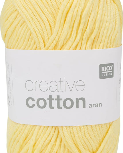 Rico Creative Cotton Aran Yarn 50g – Light Yellow (85m)