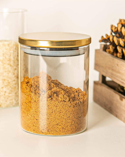 Argon Tableware Scandi Storage Jars with Metallic Gold Lids - 750ml