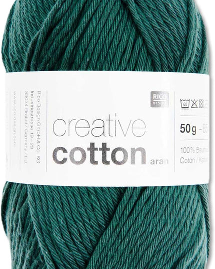 Rico Creative Cotton Aran Yarn 50g – Fir Green (85m)