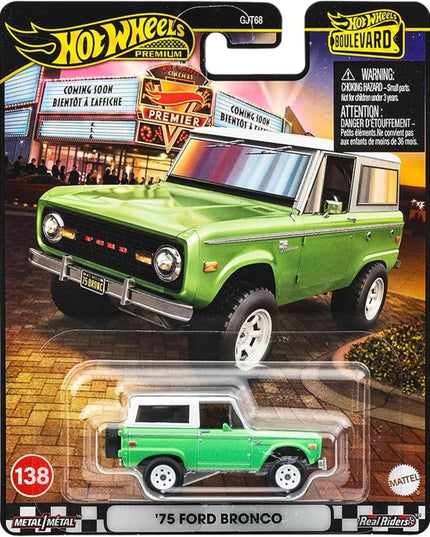 Hot Wheels Premium Boulevard '75 Ford Bronco #138 Real Riders Die-Cast Car