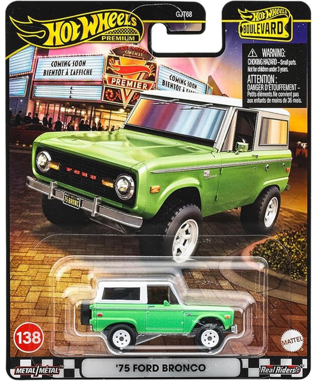 Hot Wheels Premium Boulevard '75 Ford Bronco #138 Real Riders Die-Cast Car