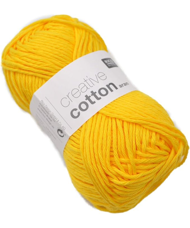 Rico Design Creative Cotton Aran Yarn – 50g Ball – 85m – Banana Yellow (Shade 68)