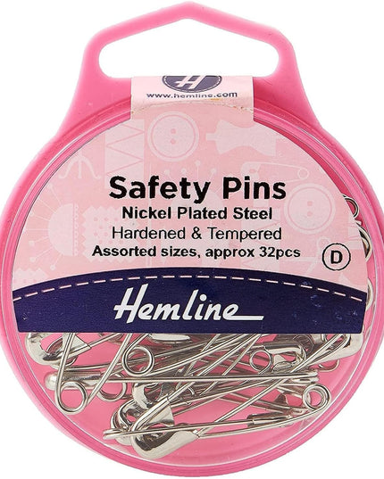 Safety Pins: Assorted: Nickel: 32 Pieces