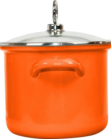 Calypso Basics 58500 Enamel Stock Pot with Glass Lid, 2.5 quart, Orange